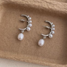 Серьги каффы с жемчужной дорожкой и подвеской CJL14694