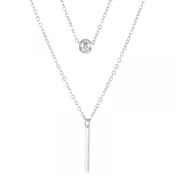 Двойная цепочка с геометрической подвеской в виде шарика и планки CJC14384