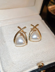 Дизайнерские серьги-пусеты перекрестные дуги U88039