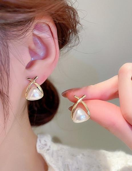 Дизайнерские серьги-пусеты перекрестные дуги U88039