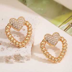 Витые серьги-сердца с кристальной вставкой CJL20467