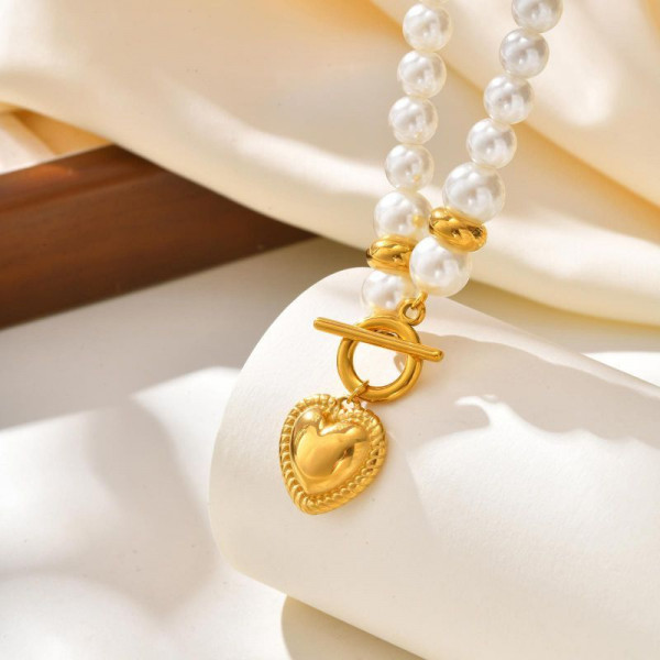 Жемчужное колье с замком тогл CJP47833