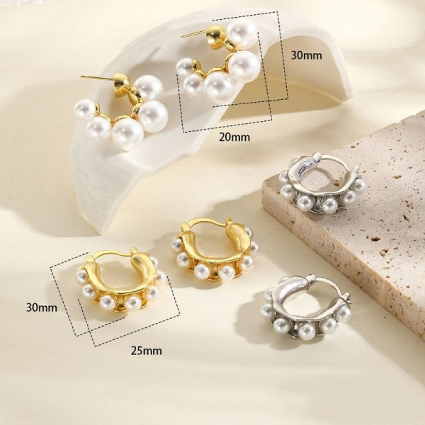 Серьги-кольца с жемчужинами CJC25540