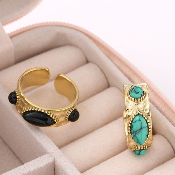 Кольцо в этническом стиле с крупной бирюзой CJL46835