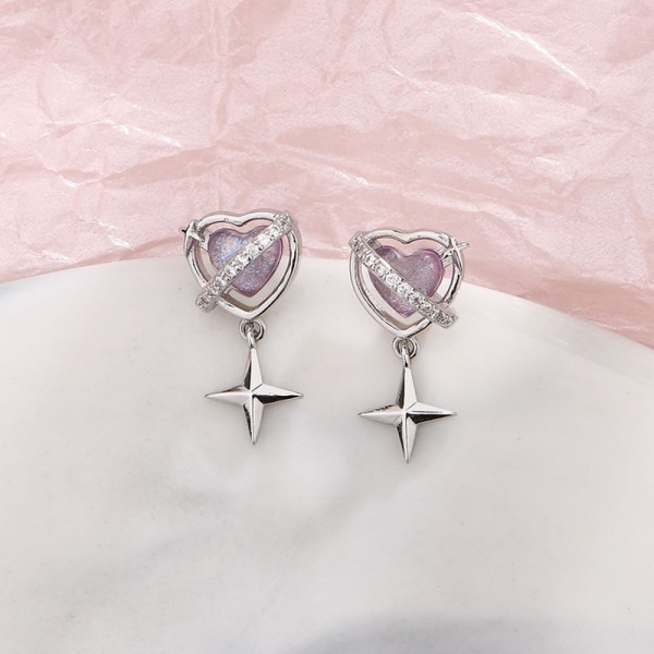 Серьги-пусеты «Космическое сердце» N38392