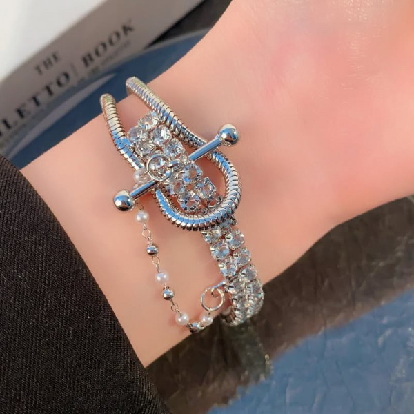 Двойной многослойный браслет с цветочной подвеской 1J11649CJJ