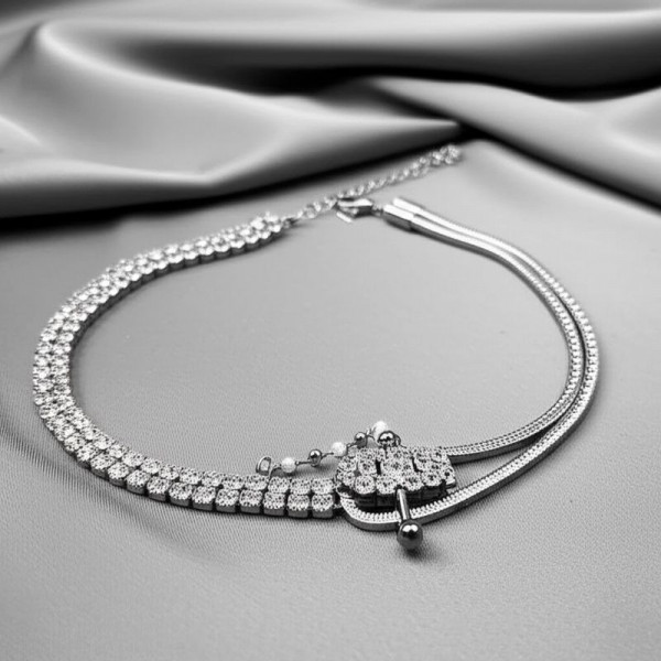 Двойной многослойный браслет с цветочной подвеской 1J11649CJJ