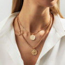 Многослойное колье из розового золота с медальонами CJT03620