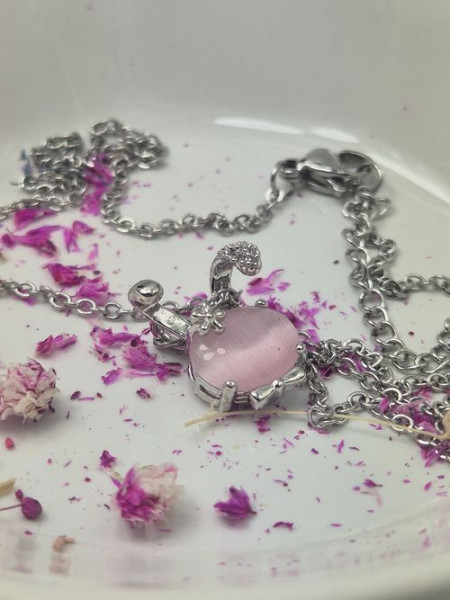 Очаровательная Цепочка с кулоном в форме розового зайчика J10968CJJ