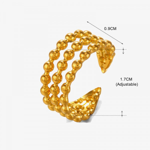 Разомкнутое стальное кольцо в форме изящного листа CJM03734