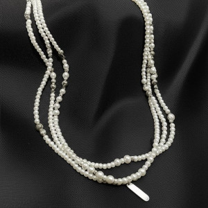 Многослойное колье с жемчужной крошкой и цепочками 11647CJJ