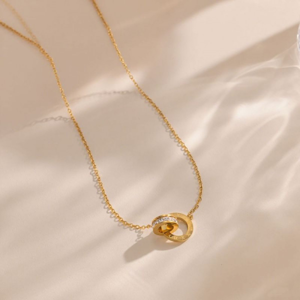 Цепочка кулон титановая сталь напыление золотом 1J12496CJJ