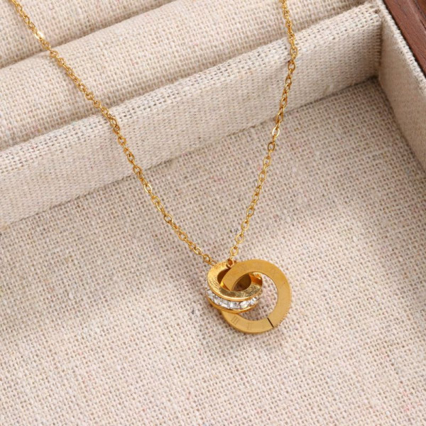 Цепочка кулон титановая сталь напыление золотом 1J12496CJJ