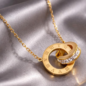 Цепочка кулон титановая сталь напыление золотом 1J12496CJJ