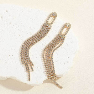 Серьги-подвески волны со стразами CJC58260