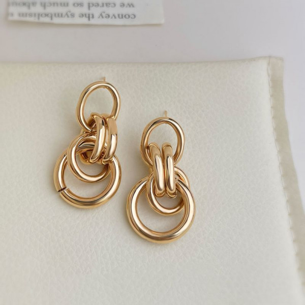 Серьги из переплетенных массивных металлических колец CJQ20333