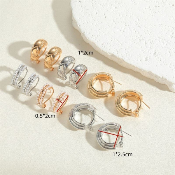 Серьги-полукольца фактурные серебристые CJC96429