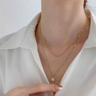 Двойное золотистое колье из тонких цепочек CJC71465