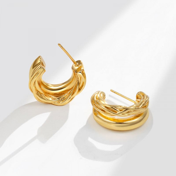 Серьги-гвоздики кольца объёмные 1J11630CJJ