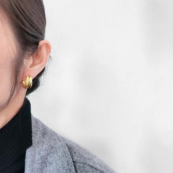 Серьги-гвоздики кольца объёмные 1J11630CJJ