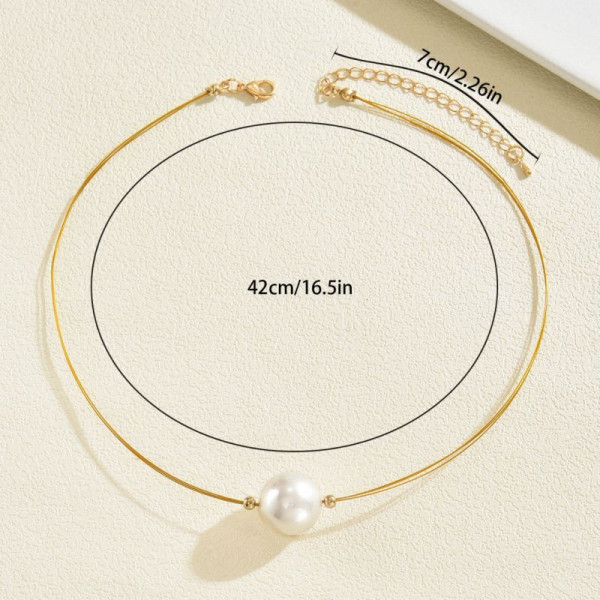 Минималистичный чокер на тонкой цепочке с крупной жемчужиной CJT17545