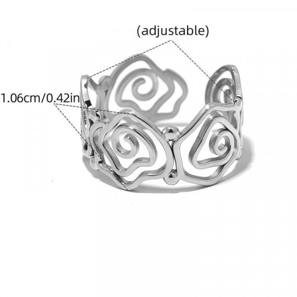 Широкое разомкнутое кольцо с орнаментом из сердец и спиралей CJT25707