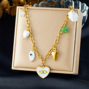 Многослойное колье с подвесками символами в этническом стиле CJR62454