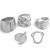Сет серебристых колец в стиле минимализм и авангард 1J11843CJJ