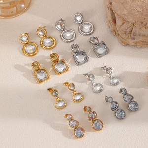 Серьги-пусеты Геометрические с жемчугом CJP75949