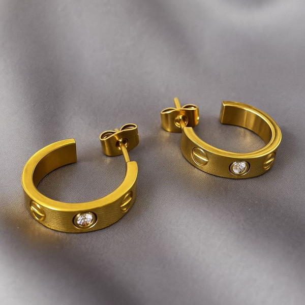 Золотистые серьги с кристаллами 1J12049CJJ