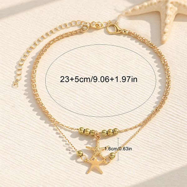 Браслет на ногу из тонкой золотистой цепочки CJL68240