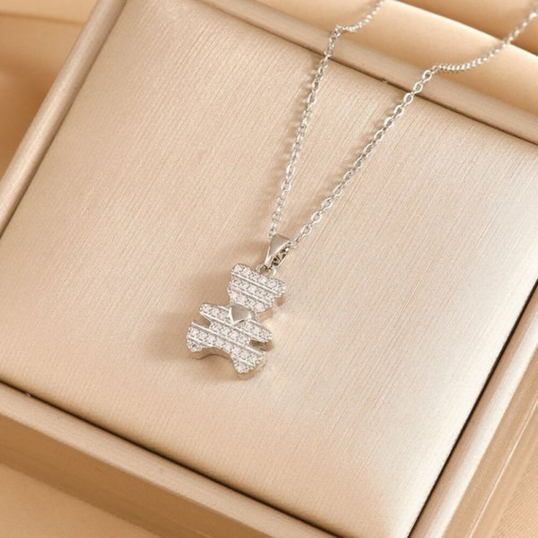 Сверкающая Цепочка с кулоном в виде мишки с кристаллами J10970CJJ