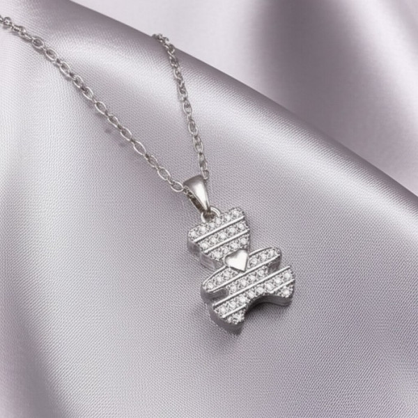 Сверкающая Цепочка с кулоном в виде мишки с кристаллами J10970CJJ