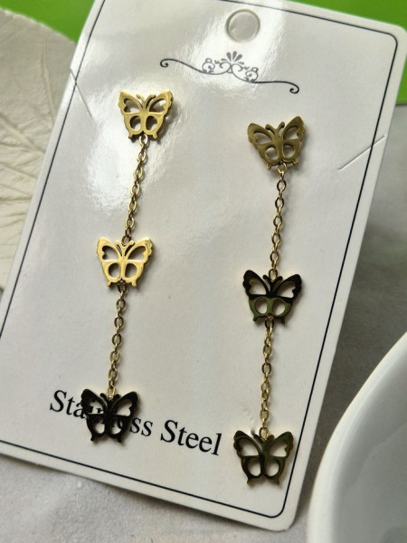 Длинные серьги-бабочки на цепочках 1J10349(CJJ)