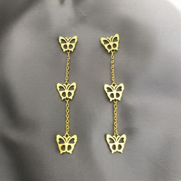 Длинные серьги-бабочки на цепочках 1J10349(CJJ)