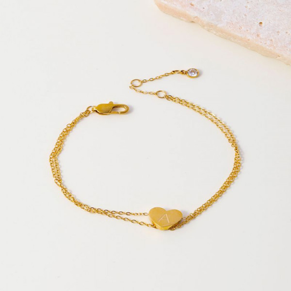 Браслет двухрядный с изящной подвеской в форме сердца CJL32429