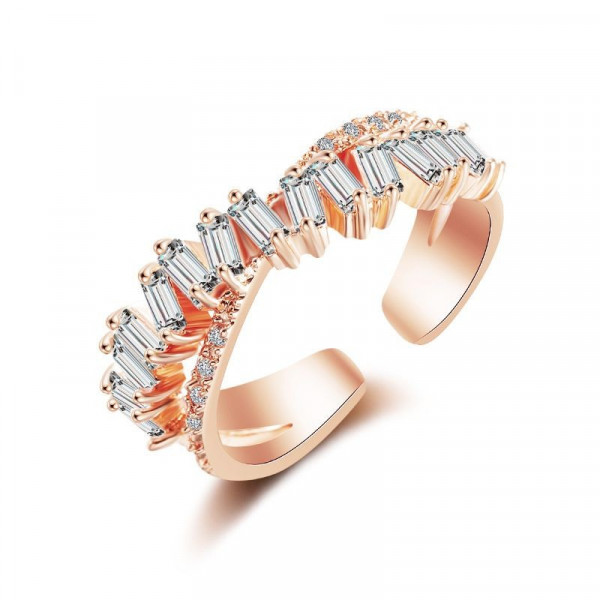 Кольцо с двойным переплетением и кристаллами CJG58444