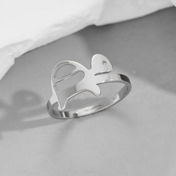 Серебристое кольцо Кролик из нержавеющей стали CJH89528