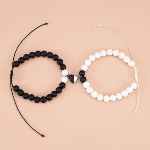 Парные браслеты монохромный контраст на эластичной нити CJF80714