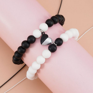 Парные браслеты монохромный контраст на эластичной нити CJF80714