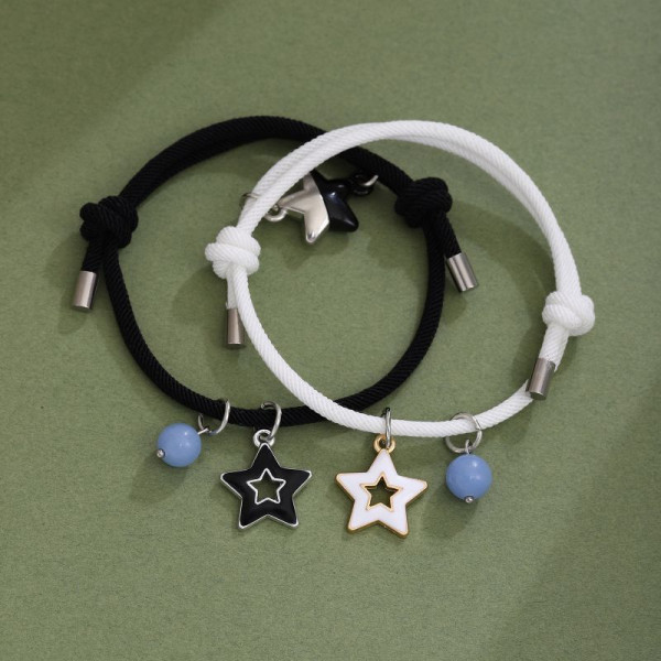 Парные браслеты сияющая звезда на двойном шнуре CJQ05472
