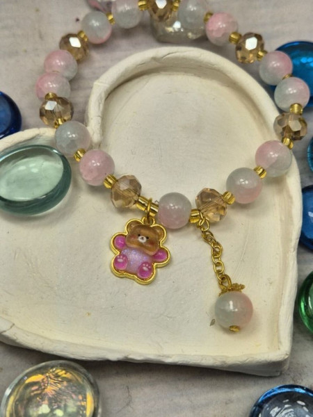 Браслет перламутровое сияние с розовой подвеской J11049CJJ