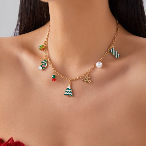 Изящная цепочка с миниатюрными рождественскими подвесками CJR81842