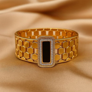 Браслет жесткий с черной эмалью и кристаллами J11469CJJ