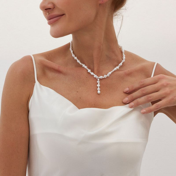 Длинное колье из барочного жемчуга в стиле лариат CJM15293