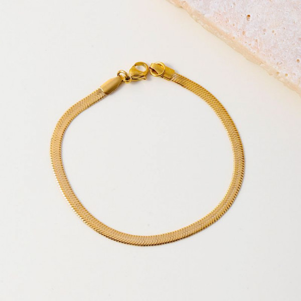 Браслет стальной плоского плетения с зеркальным блеском CJL32430