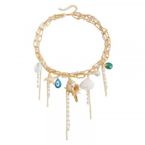 Колье ювелирный сплав с ракушками 1J11845CJJ