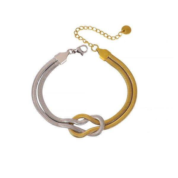 Браслет жесткий с декоративным узлом в золотистом цвете CJL48332