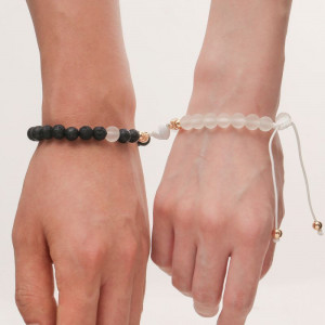 Парные браслеты баланс стихий из натуральных бусин CJF80586