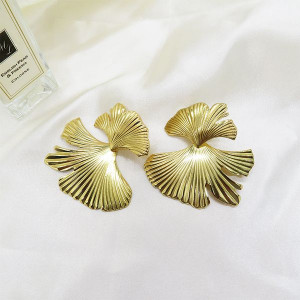 Серьги-пусеты Листья веерные фактурные CJL35785